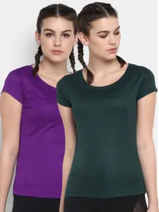 ScoldMe Women Purple & Green 2 T-shirt