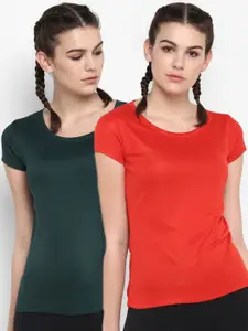 ScoldMe Women Green & Orange 2 T-shirt