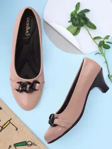 FASHIMO Pink Printed Kitten Pumps with Bows