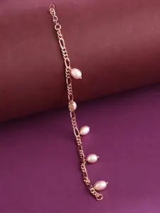 Zaveri Pearls Women Pink Brass Pearls Rose Gold-Plated Wraparound Bracelet