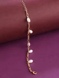 Zaveri Pearls Women White Brass Pearls Gold-Plated Wraparound Bracelet