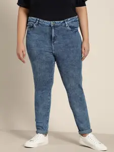 Sztori Women Plus Size Blue Skinny Fit High-Rise Stretchable Jeans