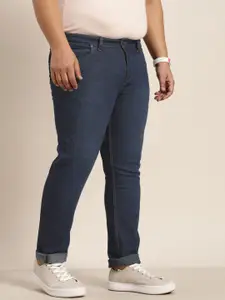 Sztori Men Plus Size Navy Blue Slim Tapered Fit Stretchable Jeans