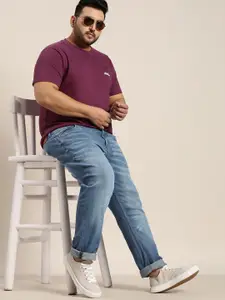 Sztori Men Plus Size Blue Slim Tapered Fit Light Fade Stretchable Jeans