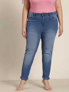 Sztori Women Plus Size Blue Skinny Fit High-Rise Light Fade Stretchable Jeans