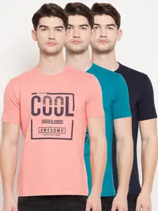 Duke Men Multicoloured Typography 3 Printed Slim Fit T-shirt