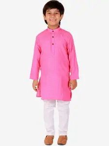 Pro-Ethic STYLE DEVELOPER Boys Pink Pure Cotton Kurta with Pyjamas
