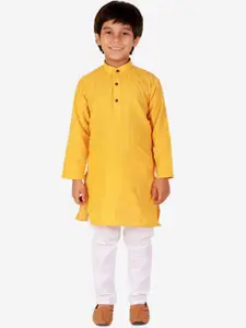Pro-Ethic STYLE DEVELOPER Boys Yellow Pure Cotton Kurta with Pyjamas