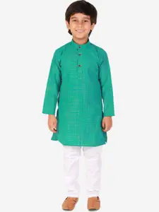 Pro-Ethic STYLE DEVELOPER Boys Green Pure Cotton Kurta with Pyjamas
