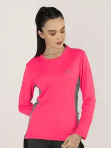 Chkokko Women Pink Solid Yoga T-shirt