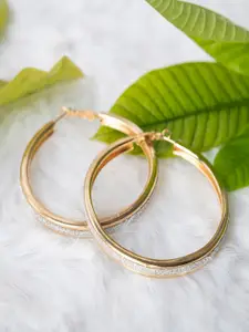 Jewelz Gold-Toned Contemporary Hoop Earrings