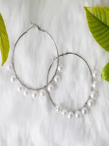 Jewelz Silver-Toned Contemporary Hoop Earrings