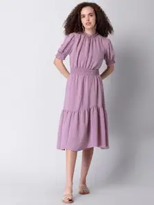 FabAlley Pink Tie-Up Neck Georgette Midi Dress
