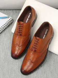 pelle albero Men Tan Brown Solid Leather Formal Brogues