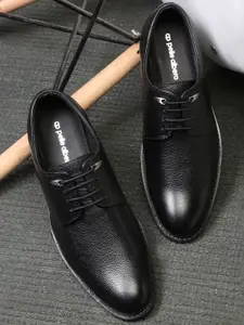 pelle albero Men Black Solid Leather Formal Derby Shoes