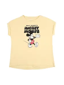 Pepe Jeans Girls Yellow & moccasin Printed Extended Sleeves T-shirt