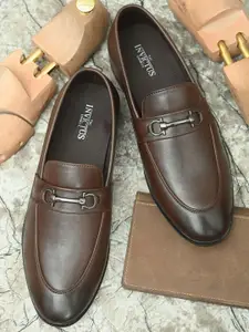 INVICTUS Men Brown Solid Formal Moccasin