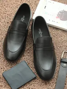 INVICTUS Men Black Solid Formal Moccasin Slip-Ons