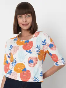 Vero Moda Women Multicoloured Printed Extended Sleeves T-shirt