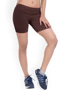 LAASA  SPORTS LAASA SPORTS Women Brown Skinny Fit High-Rise Rapid-Dry Training or Gym Sports Shorts