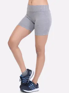 LAASA  SPORTS LAASA SPORTS Women Grey Skinny Fit High-Rise Training or Gym Sports Shorts