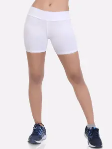 LAASA  SPORTS LAASA SPORTS Women White Skinny Fit High-Rise Training or Gym Sports Shorts