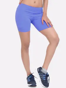 LAASA  SPORTS LAASA SPORTS Women Blue Skinny Fit High-Rise Training or Gym Sports Shorts