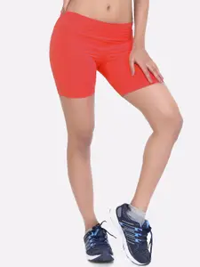 LAASA  SPORTS LAASA SPORTS Women Red Skinny Fit High-Rise Training or Gym Sports Shorts