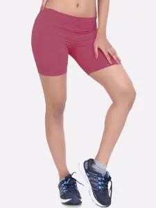 LAASA  SPORTS LAASA SPORTS Women Maroon Skinny Fit High-Rise Training or Gym Sports Shorts