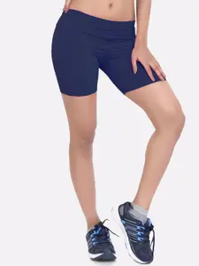 LAASA  SPORTS LAASA SPORTS Women Navy Blue Skinny Fit High-Rise Training or Gym Sports Shorts