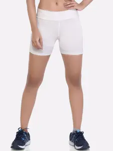 LAASA  SPORTS LAASA SPORTS Women Off White Skinny Fit High-Rise Training or Gym Sports Shorts