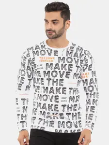 V-Mart Men White Typography Printed Slim Fit T-shirt