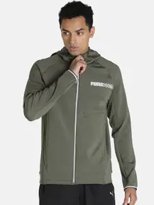 Puma Men Olive Green Tec Sport Sporty Track Jacket