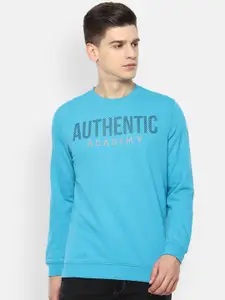 Van Heusen ACADEMY Men Blue Printed Sweatshirt