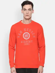 Van Heusen ACADEMY Men Orange Printed Sweatshirt