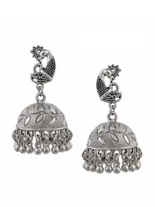 Silvermerc Designs Silver-Toned Contemporary Jhumkas Earrings