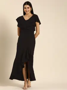 DODO & MOA Black Solid Maxi Dress
