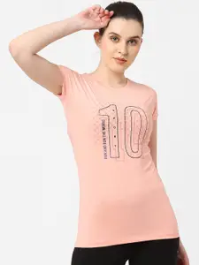 Sweet Dreams Women Peach Coloured Printed Cotton Lounge T-Shirts