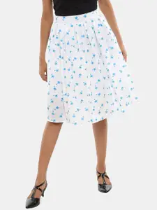 V-Mart Women Blue Printed Box Pleated Cambric Skirt