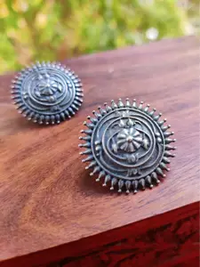FIROZA Silver-Toned Contemporary Studs Earrings