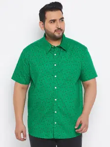 bigbanana Men Plus Size Green Classic Printed Casual Shirt