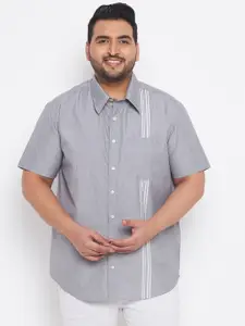 bigbanana Plus Size Men Grey Classic Cotton Casual Shirt