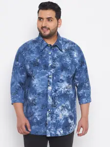 bigbanana Plus Size Men Blue Classic Printed Casual Shirt