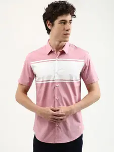 United Colors of Benetton Men Pink Slim Fit Colourblocked Casual Shirt
