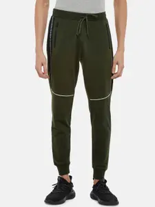 People Men Olive Green Solid Joggers