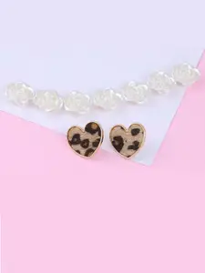 Silver Shine Women Antique Gold-Toned Fancy Heart shaped Contemporary Studs Earrings