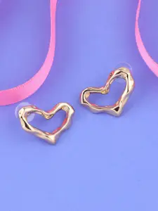 Silver Shine Gold-Toned Heart Shaped Studs Earrings