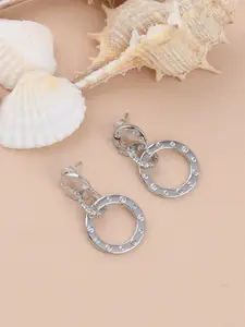 Silver Shine White Contemporary Hoop Earrings