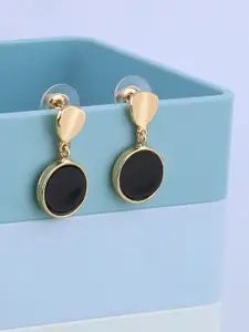 Silver Shine Black Contemporary Studs Earrings