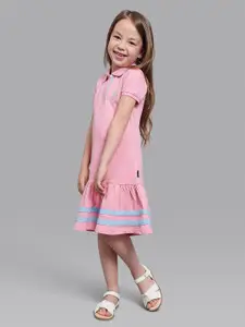 Beverly Hills Polo Club Beverly Hills Polo Girls Club Pink Solid Cotton Drop-Waist Dress